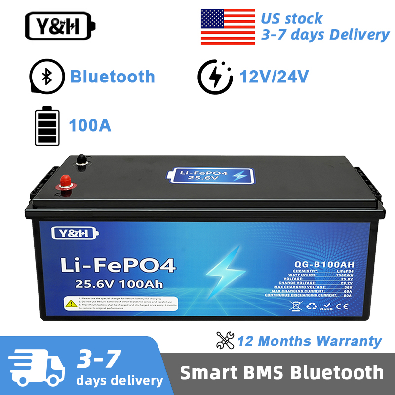 [Local Delivery] Y&H 12V 24V 1 - огляд і ціна Lifepo4 12V 100Ah Bms Bluetooth