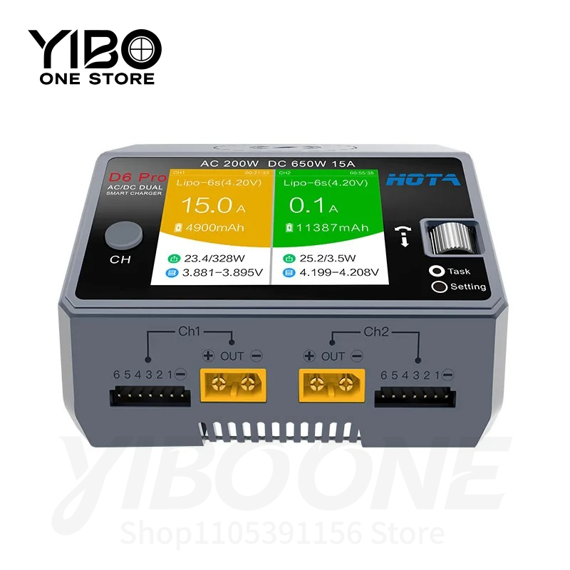 D6 Pro Black AC 200W DC 2x325W - огляд і ціна Hota D6 Pro Dual Lipo Charger