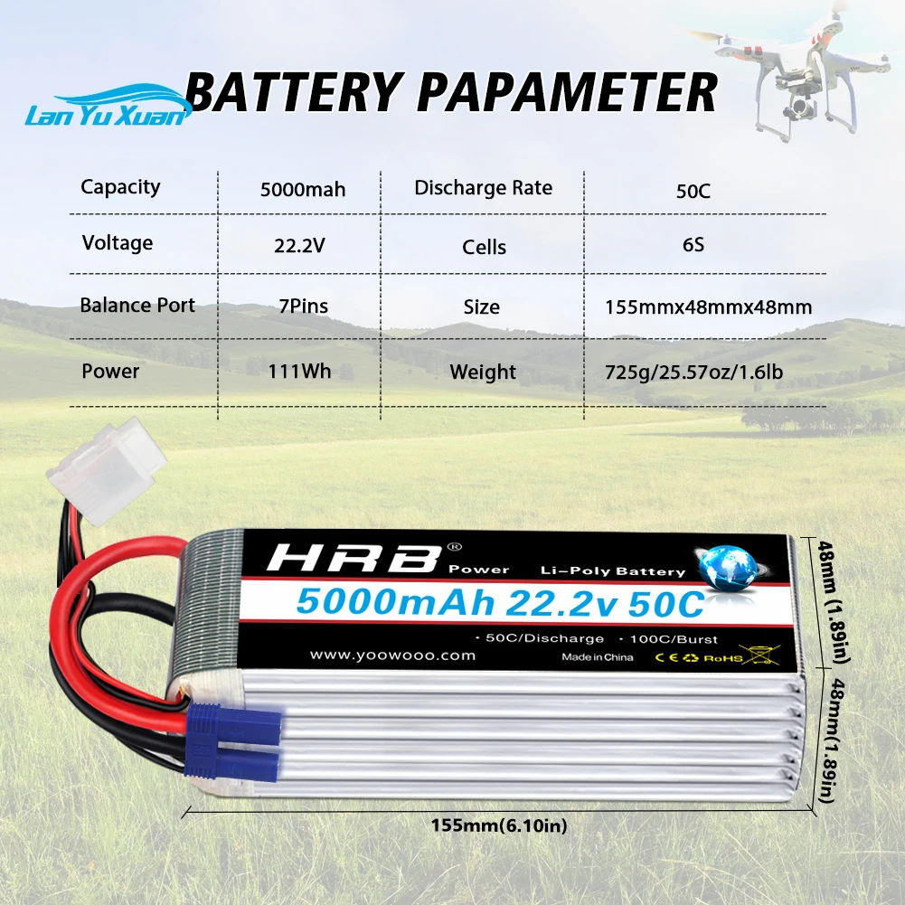 2pcs  6S Lipo Battery 22.2V 50 - огляд і ціна 6S Lipo Battery 22.2V 5000Mah